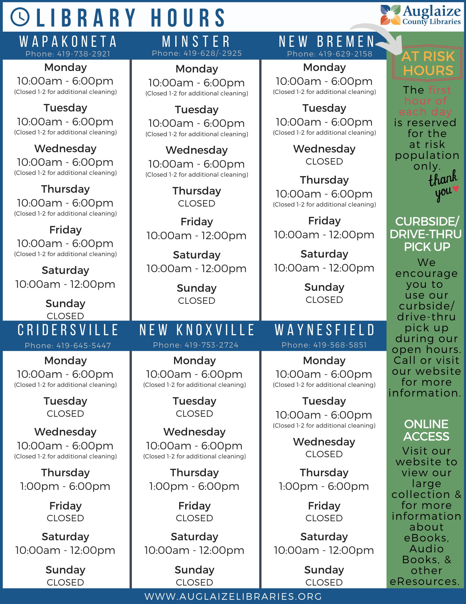Library Monthly Calendar of Events Classes Auglaize County Public